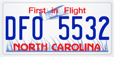NC license plate DFO5532