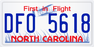 NC license plate DFO5618