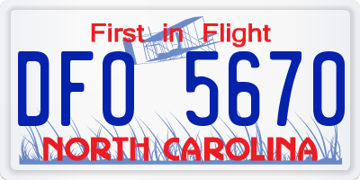 NC license plate DFO5670