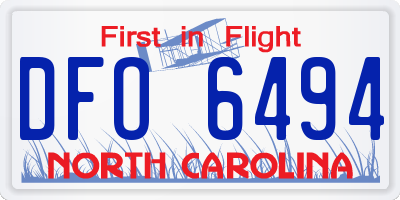 NC license plate DFO6494