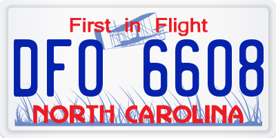 NC license plate DFO6608