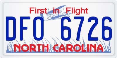 NC license plate DFO6726