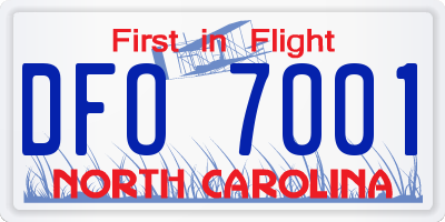 NC license plate DFO7001