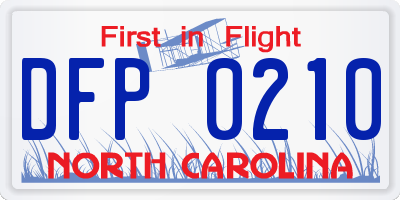 NC license plate DFP0210