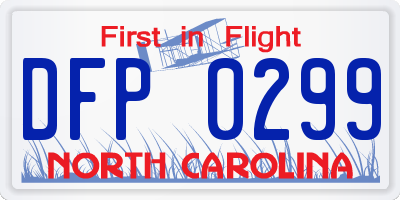 NC license plate DFP0299