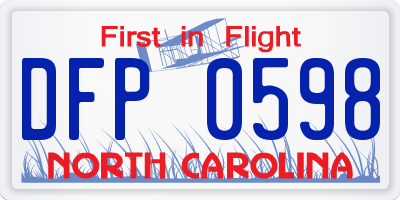 NC license plate DFP0598