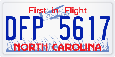 NC license plate DFP5617