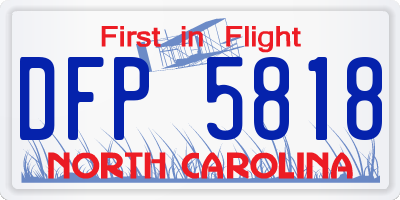 NC license plate DFP5818