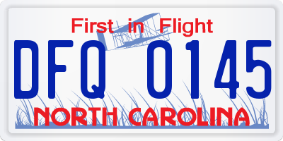 NC license plate DFQ0145