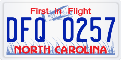 NC license plate DFQ0257