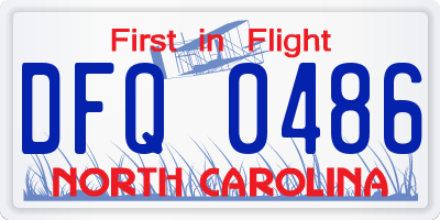 NC license plate DFQ0486
