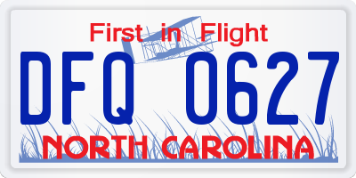 NC license plate DFQ0627