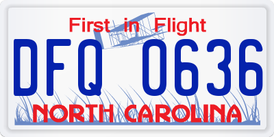 NC license plate DFQ0636
