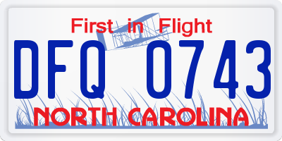 NC license plate DFQ0743