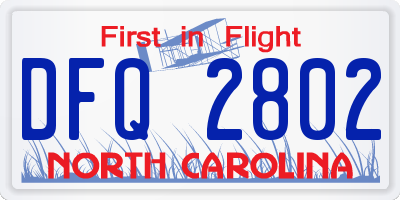 NC license plate DFQ2802