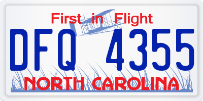 NC license plate DFQ4355