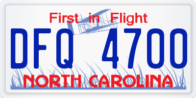 NC license plate DFQ4700