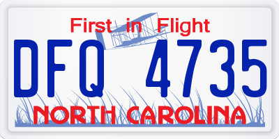 NC license plate DFQ4735