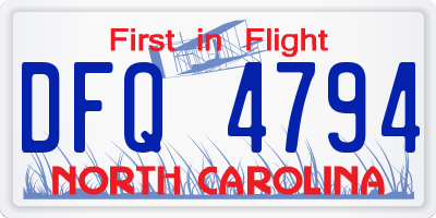 NC license plate DFQ4794