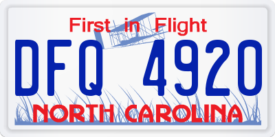 NC license plate DFQ4920
