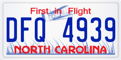 NC license plate DFQ4939