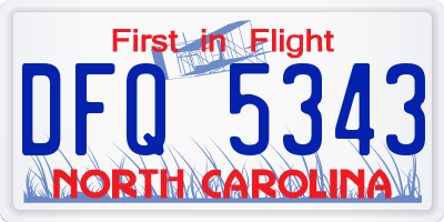 NC license plate DFQ5343