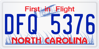 NC license plate DFQ5376