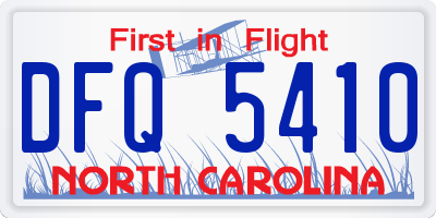 NC license plate DFQ5410