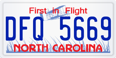 NC license plate DFQ5669