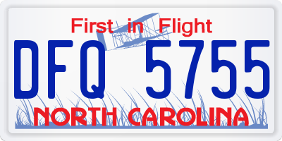 NC license plate DFQ5755