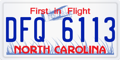 NC license plate DFQ6113