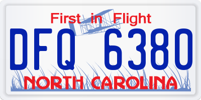 NC license plate DFQ6380