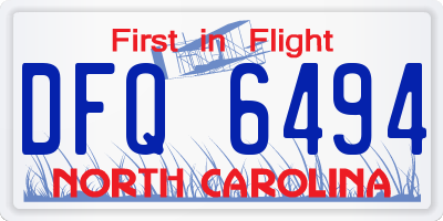 NC license plate DFQ6494