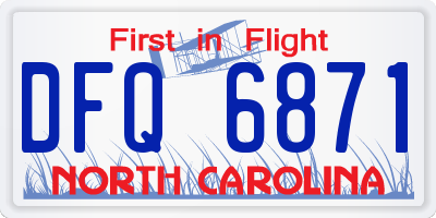 NC license plate DFQ6871