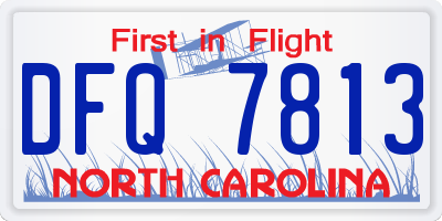 NC license plate DFQ7813