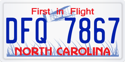NC license plate DFQ7867