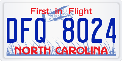NC license plate DFQ8024