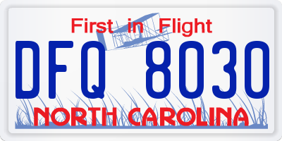 NC license plate DFQ8030