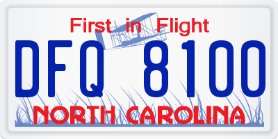 NC license plate DFQ8100
