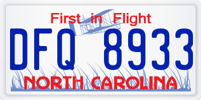 NC license plate DFQ8933