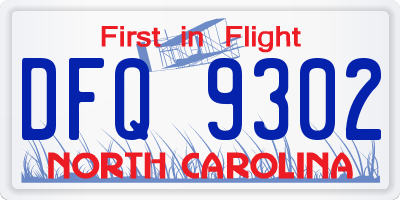 NC license plate DFQ9302