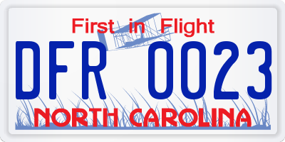 NC license plate DFR0023