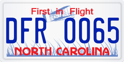 NC license plate DFR0065