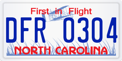 NC license plate DFR0304