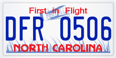 NC license plate DFR0506