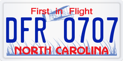 NC license plate DFR0707