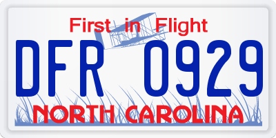 NC license plate DFR0929