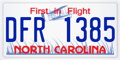 NC license plate DFR1385