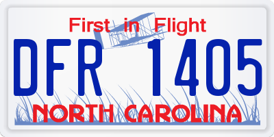 NC license plate DFR1405