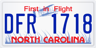 NC license plate DFR1718